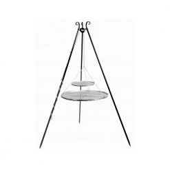 Cook King 180 Cm 3-ben Til Bålsted Med 2 Rustfristål Rist 70 Cm + 40 Cm