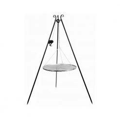 Cook King 180 Cm 3-ben Til Bålsted Med 70 Cm Rustfristål Rist + Winch